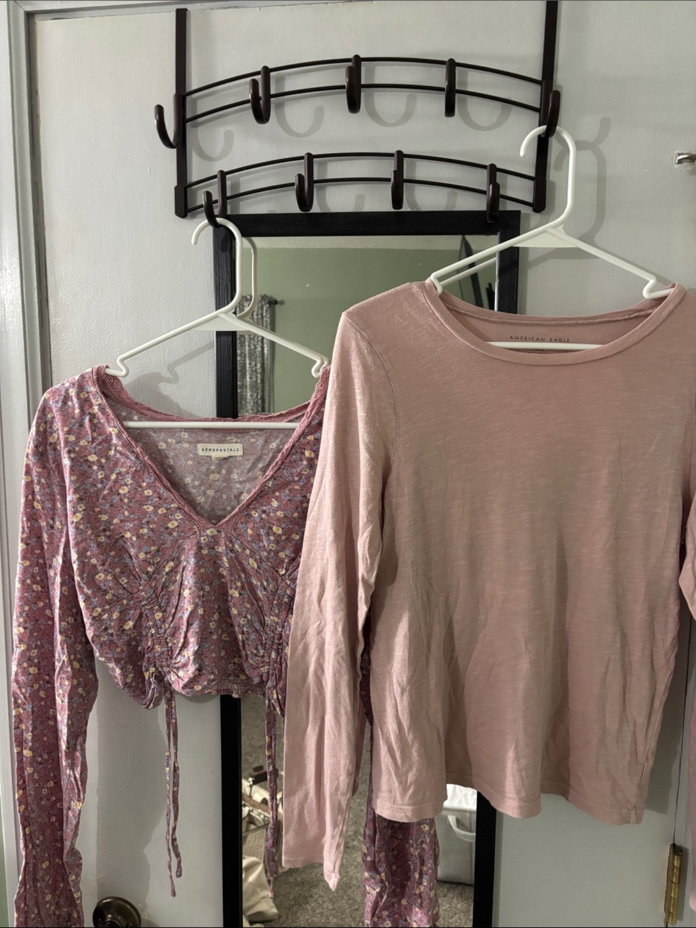 American Eagle Pink Long Sleeve+Aero Floral Print Long Sleeve